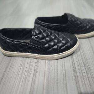 Black Quilted Slip-On Sneakers